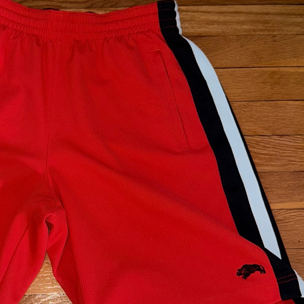 2 Pairs Red Shorts with Black and White Accents & Camo Gym Shorts both mediums - Picture 10 of 10